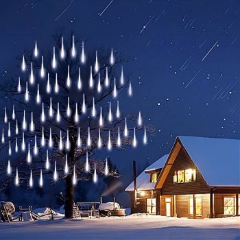 Meteor Shower Rain Lights 8 Tubes 30cm 50cm 384LED 192LED (11.8“/19.7“) String Lights Outdoor Waterproof for Christmas Wedding Party Decoration 1pack 3packs