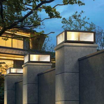 IP54 Outdoor Pillar Lights Fixtures Square Fence Column Post Lights for Courtyard Decoration Simple Pillar Lantern Pillar Lights Walkways, Garden