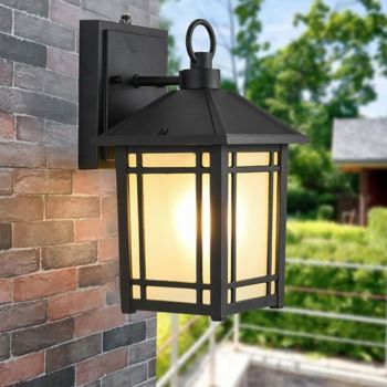 Outdoor Wall Light Fixtures with Dusk to Dawn Sensor Exterior Waterproof Wall Lanterns Wall Mounted Lighting Glass Shades for Patio Front Door Entryway 110-240V