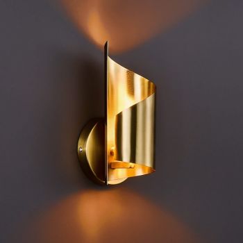 Brass Wall Sconce, Mid Century Modern Wall Light Fixture for Bedroom Living Room Bathroom Vanity Kitchen More, Vintage Wall Lighting Indoor Gold Wall Lamp with Novelty Shade Metal Frame