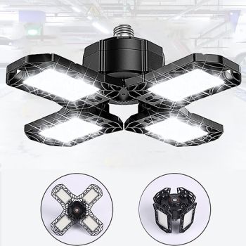 LED Garage Light 80W Transformable LED Garage Ceiling Light Shop Light For Garage Workshop Basement Lighting Support E26/E27 Screw Socket