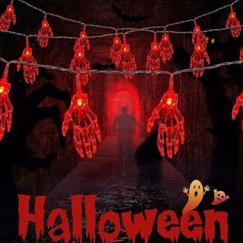 Outdoor Solar Powered Skeleton String Lights 7m 50LEDs Halloween Lanterns Courtyard Balcony Porch Fence Bar Horror Atmosphere Decoration