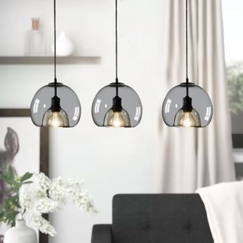 LED Pendant Light Modern Glass Kitchen Island Light 23 cm Vintage Metal Layered Geometrical Gray Painted Country Living Room Bedroom Dining Room Kitchen Lights