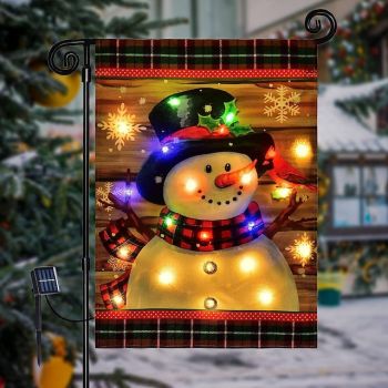 Christmas LED Snowman Garden Flag Winter Yard Garden Flag