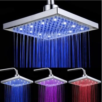 LED Tricolor Luminous Color Top Spray Shower Head With  Temperature /9 Inch Water Booster Top Spray (ABS Plating) Unbeatable Price