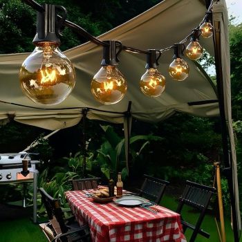 G40 Globe Outdoor String Lights, 10ft/25ft/30ft/50ft Christmas Patio Lights, Clear Bulbs, Connectable E12 Base for Christmas Indoor/Outdoor Décor