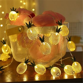 Solar Lights Outdoor LED Pineapple Shaped String Lights 7M 30LED Fairy Lights for Patio Home Wedding Party Bedroom Birthday Hawaiian Tropical Tiki Decoration (Warm White)