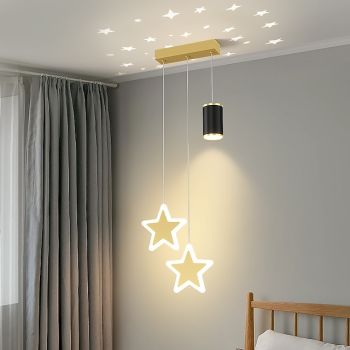 90 cm Nordic Style Pendant Light LED Metal Projecter Light Sky Star Bedroom Children's Room