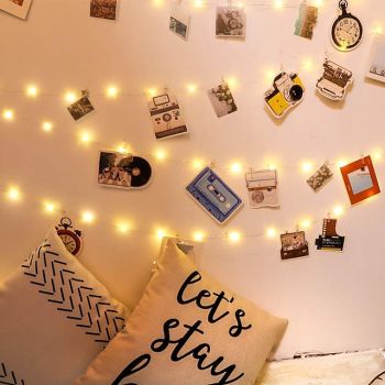Elegant Wedding Party Reception LED Photo Clip String Lights – 5M 50LEDs/10M 100LEDs, Battery Powered Copper Wire, Photo Display Lights for Bedroom Party Decor