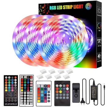 LED Smart Strip Lights 10M 20M 30M RGB Music Sync 12V  LED Strip 5050 SMD Color Changing LED Light with Bluetooth Controller Adapter for Bedroom Home TV Back Light DIY Decor