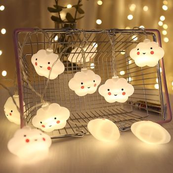 1.5M 3M Led String Holiday Lights Cute Cloud Christmas New Year Party Decor Fairy String Lights AA Battery Operated Warm White Xmas Lighting 10Leds 20Leds