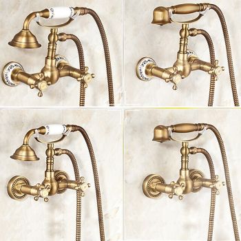 Shower Faucet / Body Jet Massage Set - Handshower Included pullout Rainfall Shower Antique / Vintage Style Antique Brass Mount Inside Brass Valve Bath Shower Mixer Taps Foundation of a Perfect Shower