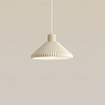 White Mid Century Pendant Light Fixture Cone Pleated Shade Large Ceiling Hanging Lamp Modern Kitchen Island Ceiling Hanging Lamp Chandelier for Dining Room Bedroom Hallway Foyer