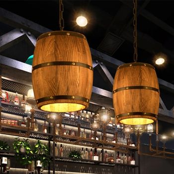 Wooden Wine Barrel Chandelier Bar Cafe Lights Vintage Rustic Wine Barrel Decor Hanging Light Kitchen Light Fixtures Pendant Lamp Barrel Shade Ceiling Light Farmhouse Pendant Light 110-240V