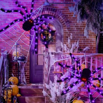 1 Pc Halloween 125/150/200CM Eye glowing Long leg glowing Simulation Spider Decorative Light Indoor and Outdoor Party Horror and Weird Atmosphere Decorative Light