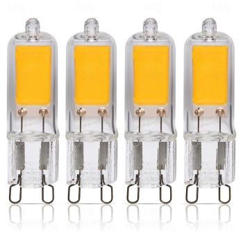 G9 Bi-Pin Base LED COB Light Bulb 220V 2W T4 Dimmable Bulbs 20W to 25W Halogen Replacement White Warm White for Pendants Ceiling Lights Desk Lamp Wall Sconce 4pcs