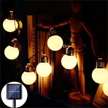Elegant Wedding Reception Party LED Solar String Lights Outdoor 3.5M G50 Retro Bulb Fairy Garden Light Waterproof for Patio Wedding Party Terrace Coffee House Christmas Decoration Lamp