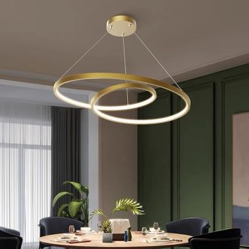 LED Pendant Light Ring Circle Desig 24.1" 1-Light Ring Circle Design Dimmable Aluminum Painted Finishes Luxurious Modern Style Dining Room Bedroom Crystal Pendant Lamps