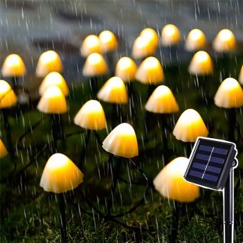 Outdoor Solar String Light LED Mushroom Solar String Light 3.8m 10 LEDs Outdoor Patio Garden Decoration Waterproof Fairy Light Courtyard Lawn Solar Ground Stakes Lamp 1 Set