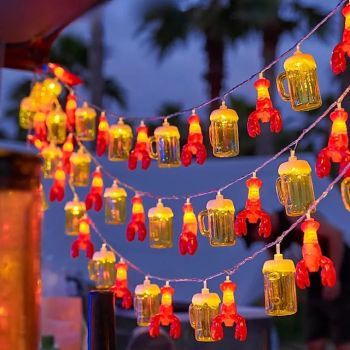 Wine Bottle String Lights Oktoberfest Battery Operated 1.5M10LED/3M20LED/6M60LED/10M80LED Summer Party Decoration Crayfish Beer Bottle Lighting Strings Party Ornaments