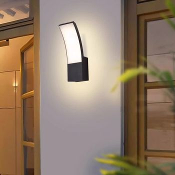 LED Outdoor Wall Light 12W Arc Modern Outdoor Wall Light Waterproof IP65 Steady on Outdoor Black Wall Light Suitable for Outdoor Porch Courtyard Garden Bathroom Bedroom 85-265V