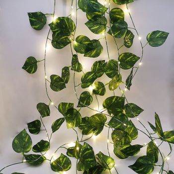 Elegant Wedding Reception Party Green Leaf Vine Ivy String Lights Outdoor Wedding Decoration 2.3M 30LEDs LED Fairy Lights for Patio Garden Family Party Wedding Decoration Lights