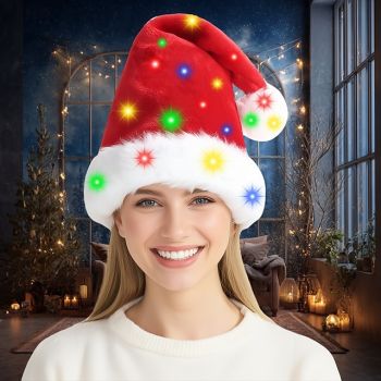 Christmas LED illuminated Christmas hat with colorful warm light for adults and children, Christmas party decoration props