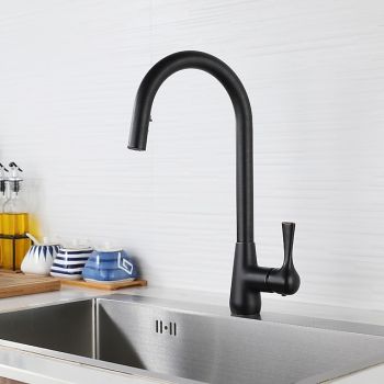 Kitchen Faucet with Pull-out Spray - Single Handle One Hole Electroplated / Painted Finishes Pull-out / Pull-down / Standard Spout / Tall / High Arc Centerset Modern Contemporary Kitchen Taps Pull Down Kitchen Faucets