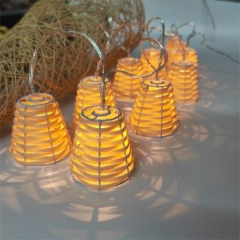 Decorative Lantern Rattan String Lights - 10LEDs Rattan Wire Ball Style Battery / Solar Operated Indoor Outdoor Waterproof Patio String Light for Home Pergola Porch Party Backyard Camping