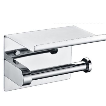 Toilet Paper Holder New Design Contemporary Stainless Steel Bathroom Shelf with Mobile Phone Storage Wall Mounted Silvery 1pc