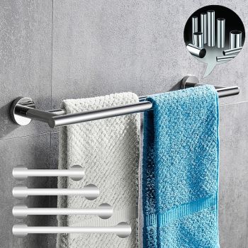 Towel Bar Bathroom Shelf Adjustable Length New Design Creative Contemporary  Modern Stainless Steel  Low-carbon Steel Metal,1pc Bathroom Double 2-tower bar Wall Mounted Bath Hardware
