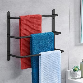 Bathroom Towel Bar Multilayer Bathroom Shelf Contemporary Polished Stainless Steel Bathroom 3-tier Towel Bar Wall Mounted 45/60 cmBath Hardware