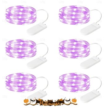 6 Pcs 2M/7FT Fairy Lights Halloween Christmas Valentine's Day Wedding Party Indoor and Outdoor Festive Atmosphere Decorative Lights Copper Wire Light String Gift Packaging