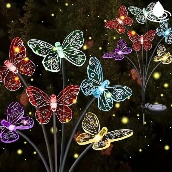 LED Solar Butterfly Light Lawn Lamp Outdoor IP65 Waterproof 2 Modes Garden Lights Courtyard Garden Corridor Landscape Lighting Decor Light 1/2pcs