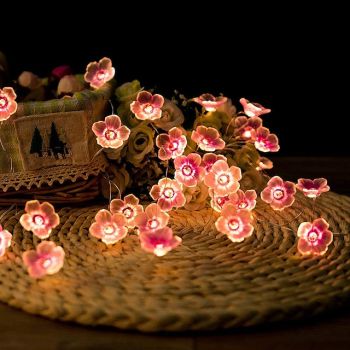 Elegant Wedding Reception Party LED String Light 2/3/4M LED Peach Blossom Fairy String Lights Battery Operated 20/30/40LEDs Christmas Outdoor Flower Shape Garden Wedding Decorative String Lamp