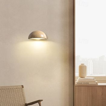 LED Indoor Wall Lights Warm White 15cm 1-Light G4 Modern Natural Stone Half Moon Marble Wall Light Fixture for Bedroom Hallway Bathroom Kitchen 110-240V