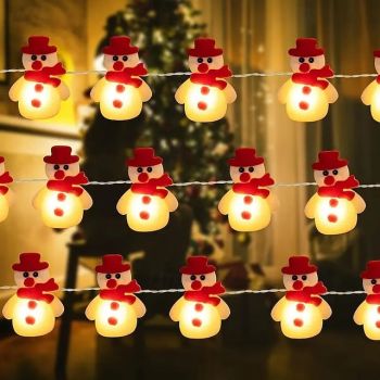 Christmas Snowman Fairy String Lights Plush Hat Snowman Light 1.5m 10LEDs Battery Powered Christmas Party Home Garden Balcony Porch Bedroom Window Tree Decoration Hanging Lights
