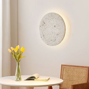 LED Indoor Wall Light Warm ray 20/25/30cm Minimalist Creative Yellow Travertine Wall Light Wabi-Sabi Cream Style Round Bedside Lamp Living Room Bedroom 110-240V