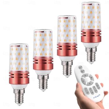 6W E14/E27 Electrodeless Remote Control Dimming LED Corn Bulb 400lm Super Bright Three-color Dimming LED Bulb Equivalent to 100W Halogen Bulbs, Suitable for Multiple Indoor Lighting Places 4/6pcs