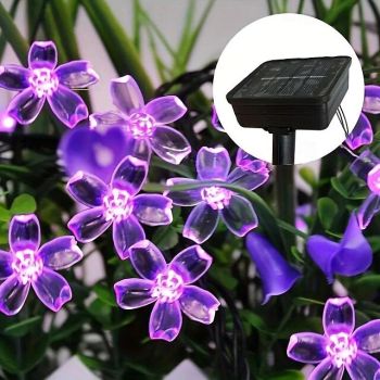 Elegant Wedding Reception Party Solar String Lights, Flower String Lights 33 Ft 100LED 8 Modes Wedding Party Purple Lights for Christmas Indoor Outdoor Bedroom Birthday Decorations