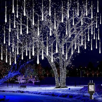 Elegant Wedding Party Reception 4 Pack 576 LED Falling Meteor Rain Lights, 30cm x 8 Tubes, Waterproof for Outdoor Holiday Party,Patio Decoration, Linkable Extension