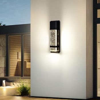 LED Outdoor Wall Light Warm White 20W Villa Exterior Wall Lamp Exterior Wall Sconce Light Fixture with Seeded Glass Shade Socket Waterproof Wall Mount Light for Porch Doorway Garag 110-240V