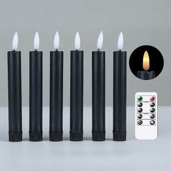 6 Pcs Halloween Christmas 16.5/17.5/22.5CM simulation electronic candle remote control AAA battery indoor and outdoor wedding party atmosphere decoration light