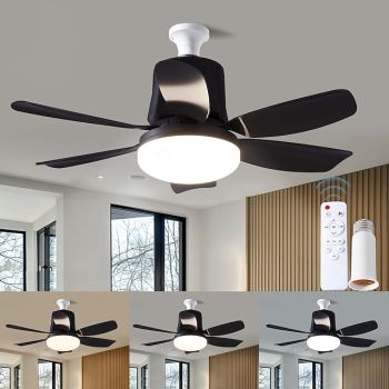 Socket Fan Light, Ceiling Fans with Lights and Remote, Dimmable Led Light Bulb, 3 Colors 3000K-6500K, 1550 Lumens, Screw in Small Ceiling Fan for Bedroom Living Room Kitchen Garage