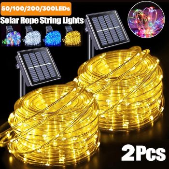 2Pcs Solar Rope Lights Outdoor Waterproof 8Modes   LED String Fairy Lights for Christmas, Tent, Gazebo, Trampoline, Walkway, Pool