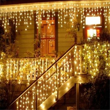 LED String Lights 6Mx3M 600LED 3Mx3M 300LED 4M 96LED Christmas Garland Light Droop LED Curtain Icicle String Lights Garden Mall Eaves Home Christmas Decorating Fairy Lights