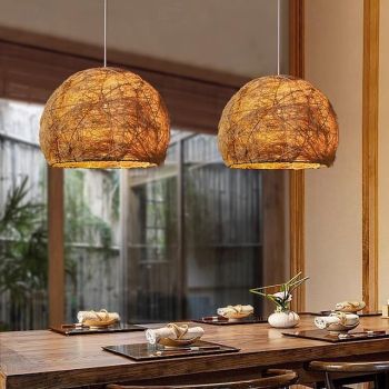 Wabi-Sabi Rattan Chandelier Vintage Creative Hand-Woven Rattan Chandelier for Living Room Dining Room