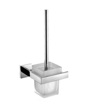 Toilet Brush Holder Set with Base New Design Modern Stainless Steel Wall Mounted Silvery 1pc