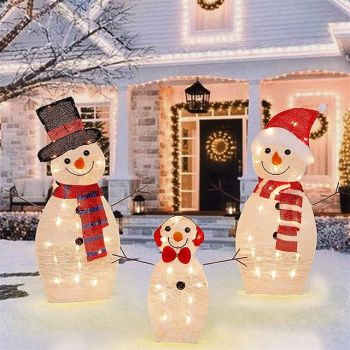 Battery Operated Christmas Lights Snowman Family Christmas Collapsible Snowman Outdoor Decoration Outdoor Lighted Snowman Christmas Yard Decorations