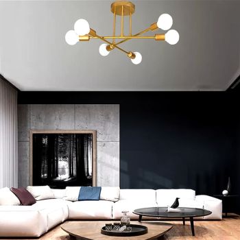 6 Heads 55cm LED Ceiling Light Nordic Style Chandelier Sputnik Design Metal Artistic Style Industrial Painted Finishes  Kitchen Bedroom Kids Room Lights 110-120V 220-240V